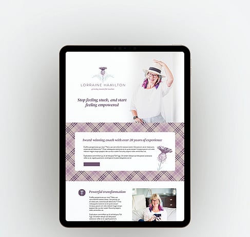 Lorraine Hamilton website page open on a laptop