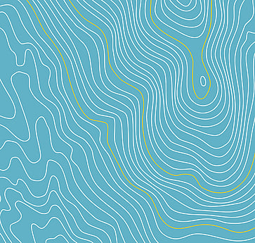 Topographical pattern, white and yellow lines on blue background