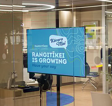 TV with advertising in an office