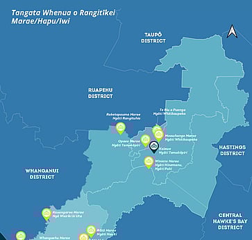 Map of the Rangitīkei district's various marae