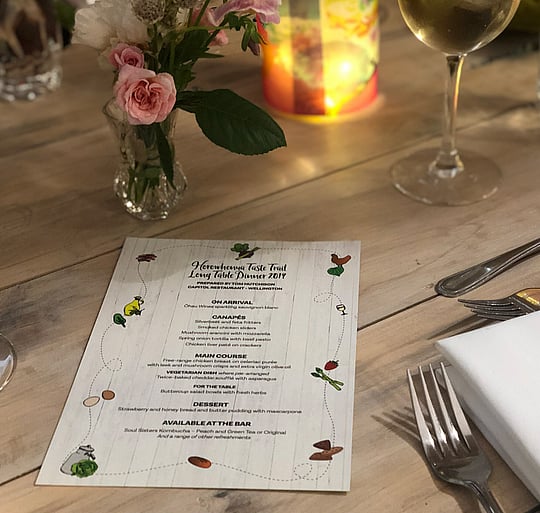Taste trail long table dinner menu