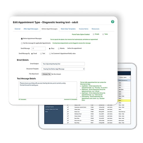 Schedule email and text reminders and follow up