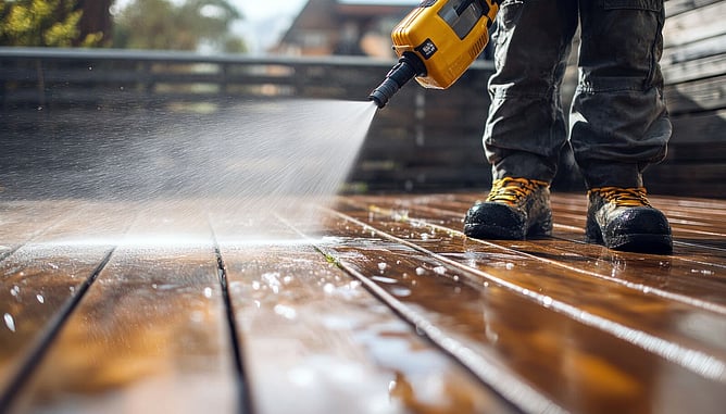 cleaning a deck surface