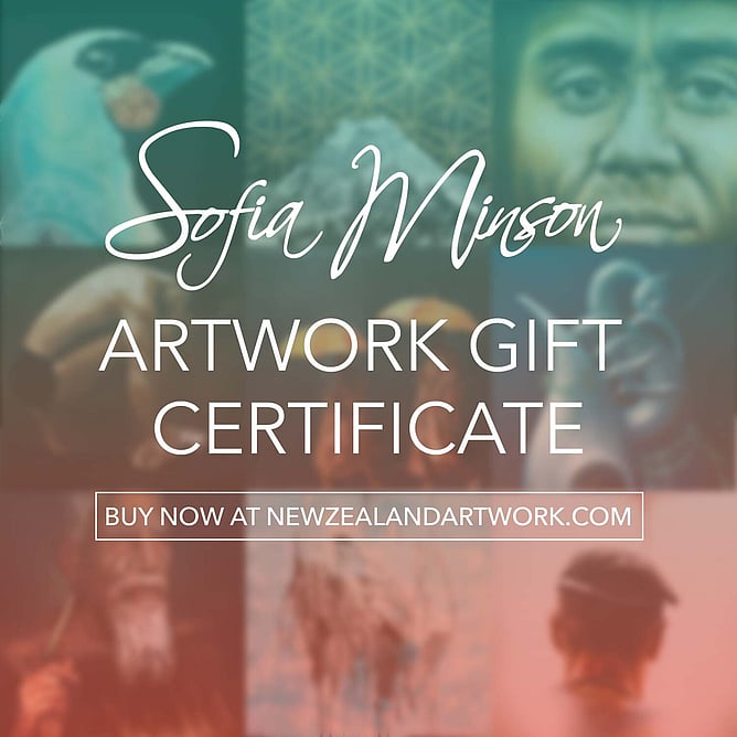 Sofia Minson artwork gift certificate, flexible NZ art gift for in-laws available from $50, newzealandartwork.com