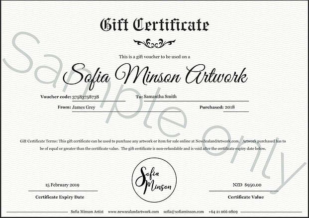Sofia Minson Artwork Gift Certificate
