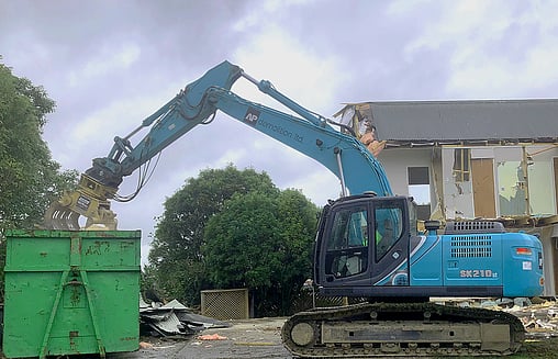 Residential house being removed by Waikato Demolition in Hamilton 