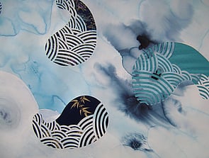 Nigel Borell (detail) Hawaiki Hue, 2010 - Acrylic, dye and silk brocade on paper