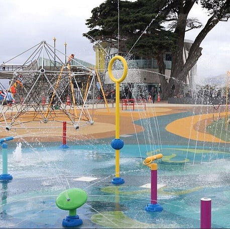 Splash Pads - Permeable rubber surfacing providing traction in wet areas susceptible to accidental slips.