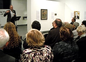 Jock Phillips, senior editor of NZ online encyclopedia Te Ara, opens the exhibition