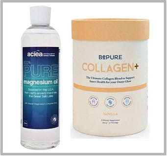 Aciea Pure Magnesium Oil & BePure Collagen Powder.