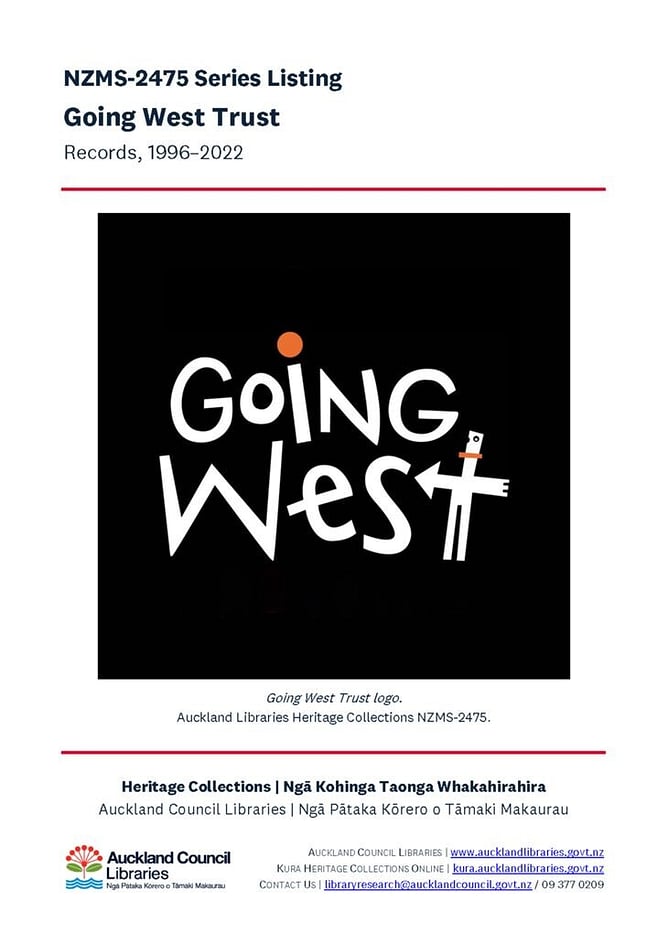 Going West Trust logo and information from the record on Kura Heritage Collections Online.
