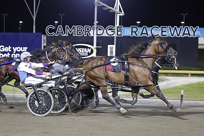 The Janitor when taking out the Waikato Flying Pace. Photo: Race Images NZ