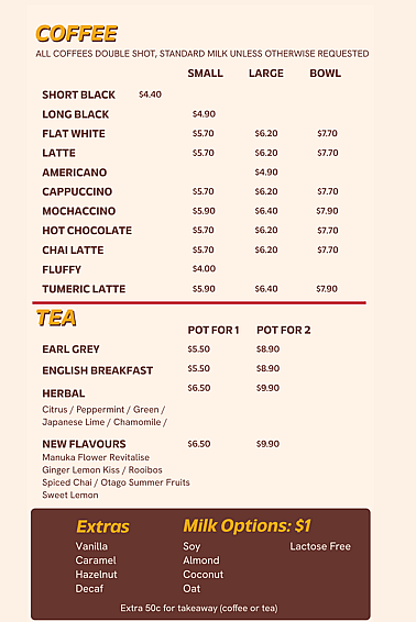 Geraldine Farmshop and Cafe hot drinks