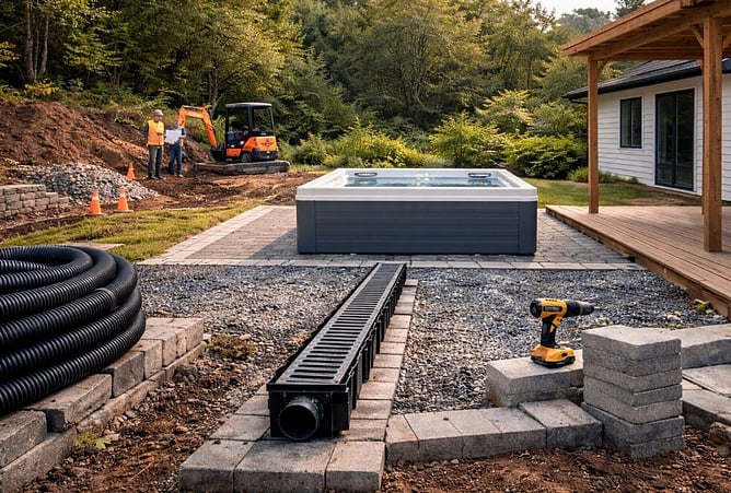 drainage for spa pool being put in place