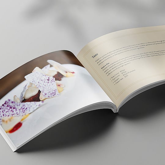wedding brochure layout design showcasing venue imagery and details