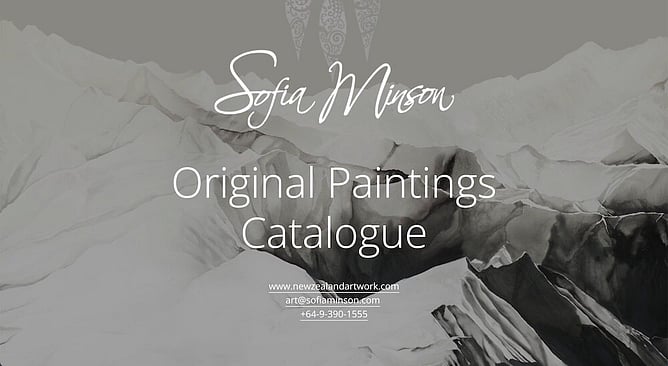 Sofia Minson original paintings collection page at newzealandartwork.com, download the originals catalogue to explore available large scale New Zealand paintings