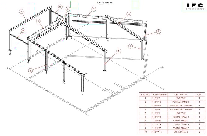 Structural steel design drawing for residential build Paku Tairua