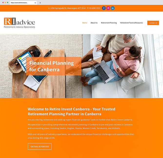 Retire Invest Canberra - Your Web Presence