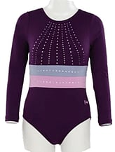 Long sleeve Gymnastics Leotard with the right sleeve White and left sleeve in Royal with Turquoise curls and leotard in Royal