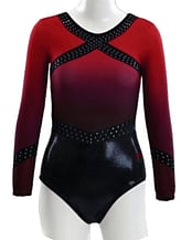 Long sleeve Gymnastics Leotard with Sleeves and neck in Yellow decorated with a White curl swirl and bottom half of leotard in Gunmetal