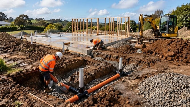 new build drainage being installed ai created image