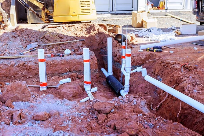 drainage system being installed