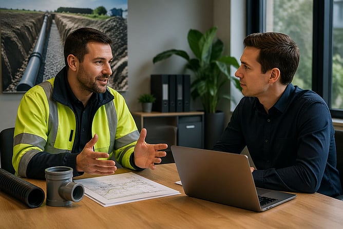 drianlayer talknig to digital marketer ai created image