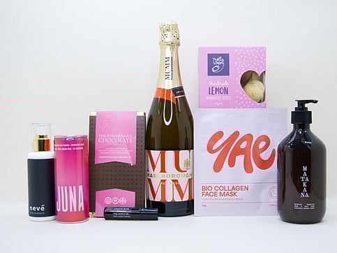 MUMM SPARKLING WINE, YAE FACEMASK, MATAKANA ESSENTIALS, MOLLY WOPPY, NEVE, REMARKABLES CHOCOLATE, JUNA,  EARTHROW SKINCARE
