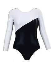 Long sleeve Gymnastics Leotard with Black curls on left side of leotard and full Turquoise