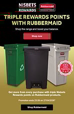 Earn triple rewards points at Nisbets on Rubbermaid products