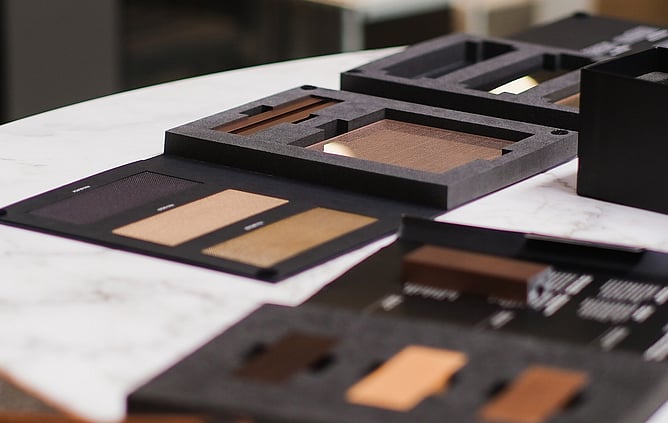 Material selection including fabric and wood for ultra high-end home design