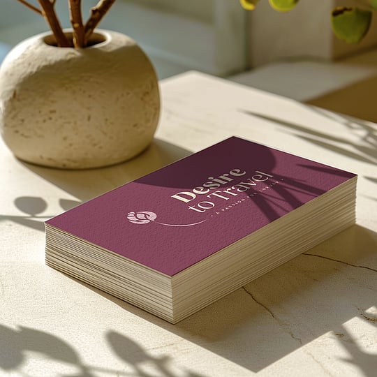 Brand collateral shown across business cards