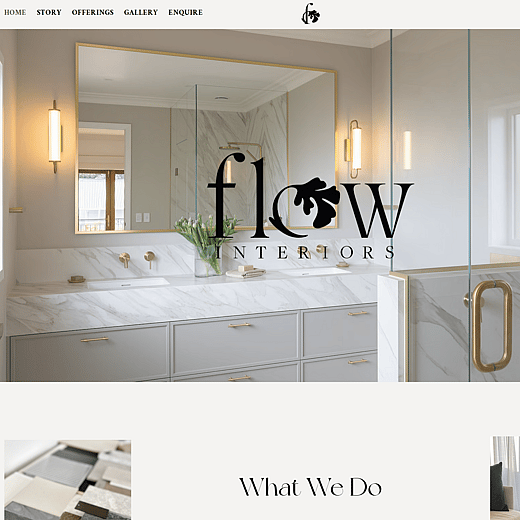 Home page of flow interiors website