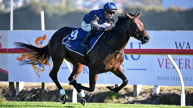Drops Of God winning the Gr.3 Cambridge Breeders&rsquo; Stakes (1200m).  - Photo: Kenton Wright (Race Images)